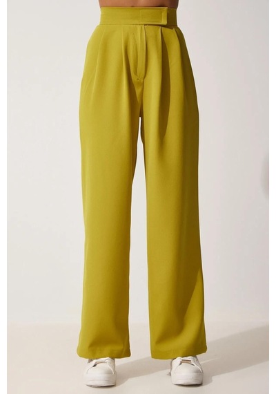 Trend Alisse Kadın Beli Cırt Cırtlı Pileli Bol Paça Palazzo Pantolon Wide Leg Yağ Yeşili Trend Alisse Kadın Beli Cırt Cırtlı Pileli Bol Paça Palazzo Pantolon Wide Leg Yağ Yeşili