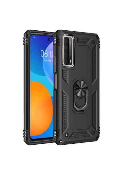 Huawei P Smart 2021 Kılıf Sofya Yüzüklü Silikon Kapak - Siyah