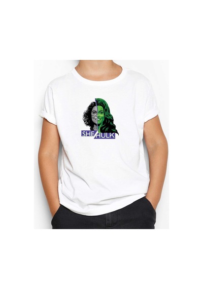 Zepplin Giyim She Hulk Face Beyaz Çocuk Tişört Beyaz