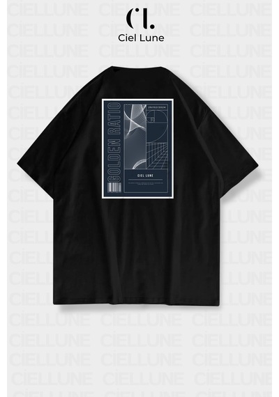 Nevermind Unisex Kadın Erkek Golden Ratio Baskılı Özel Tasarım Oversize T-s Siyah