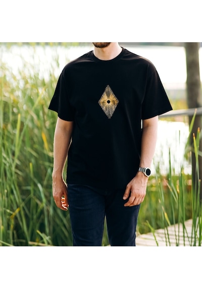 Oversize Siyah T-shirt - Kutsal Geometri SIYAH
