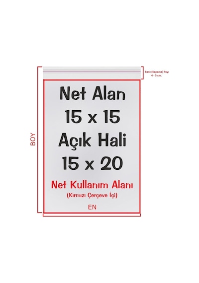 Carpcorn Şeffaf Bantlı Yapışkanlı Opp Jelatin Poşet 500'lü 15 x 20 CM