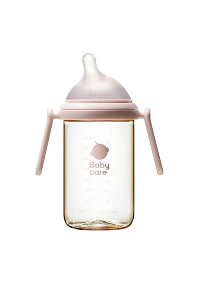 Baby Care Nopayon Pro Kulplu Biberon 6-12 Ay Bpa Sız ve Anti-kolik Alıştırma Bardağı Pembe