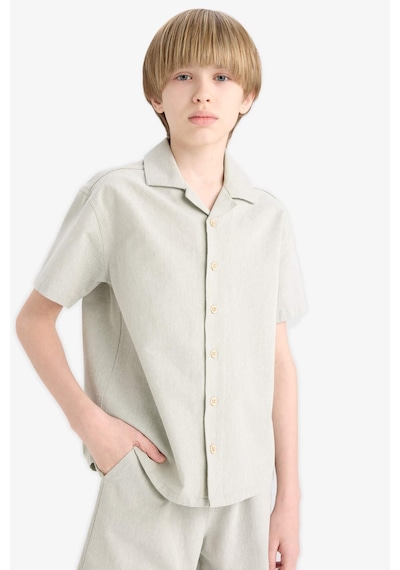 DeFacto Erkek Çocuk Oversize Geniş Kalıp Polo Yaka Müslin Kısa Kollu Gömlek E3314A825HSGN1123