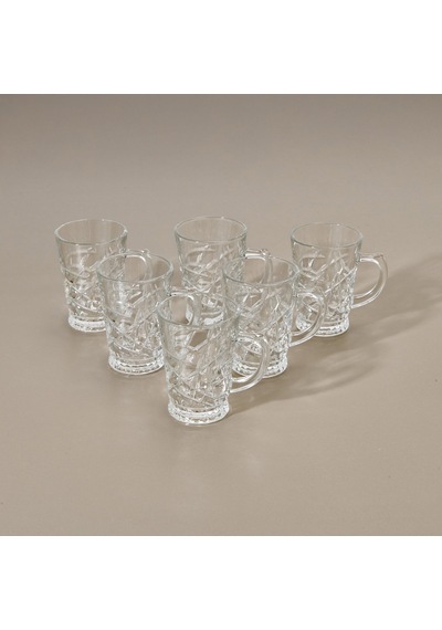 Glasss In Love Oliver Kesme 6'lı Kupa Seti - Şeffaf - 220 Ml Renkli