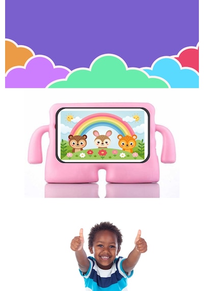 Fuchsia Casper Vıa S50 Tablet İle Uyumlu Kuki Eğlenceli Standlı Yumuşak Çocuk Tablet Kılıfı Korumalı Kapak