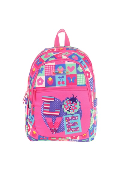 Kaukko Üç Bölmeli Kız Çocuk İlkokul Sırt Çantası L5229 - Pembe Mavi - Love Desenli Pembe - Mavi