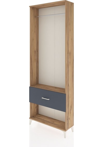 Arges Dolap Tek Raflı Tek Çekmeceli Tek Askılı 88x30x243 Çam-... Çam