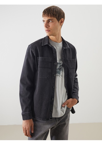 Lcw Jeans Antrasit Standart Kalıp Erkek Jean Ceket