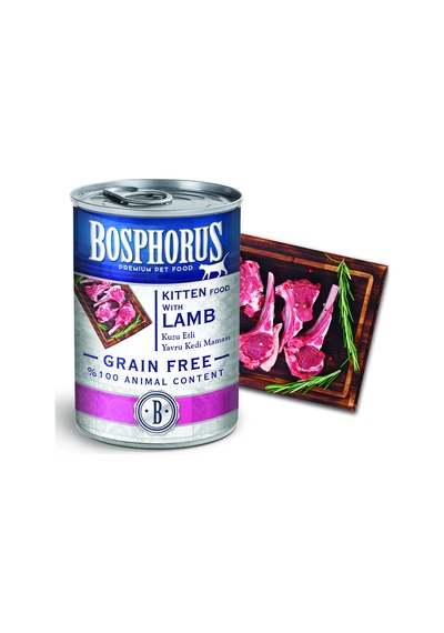 Bosphorus Kuzu Etli Küçük Taneli Yavru Kedi Konserve Maması 48 X 415 Gr Parça Etli