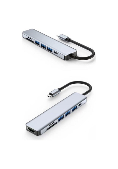 7 İn 1 1x Type-c 3x Usb 1x Sd 1x Tf 1x Hdmı Çıkışlı Usb C Hub Çoklayıcı Görüntü Ve Veri Aktarıcı
