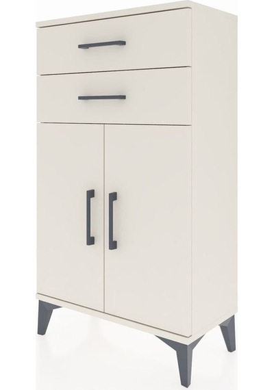 Arges Komodin Tek Raflı 2 Çekmeceli 2 Kapaklı 60x30x106 Aytaş... Aytaşı