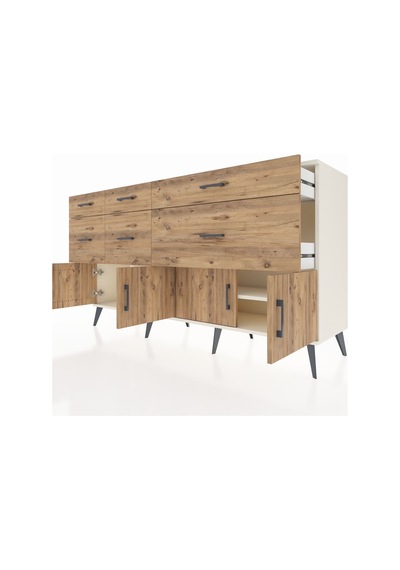 Kronos Konsol Tek Raflı 6 Çekmeceli 4 Kapaklı 176x59x99 Aytaşı-ça Aytaşı-çam