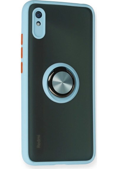 Ilkeshop Newface Xiaomi Redmi 9a Kılıf Montreal Yüzüklü Silikon Kapak - Buz Mavi