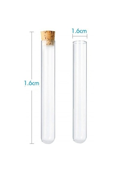 Deney Tüpü 16x160mm Dibi Yuvarlak Tıpalı - 10 Adet