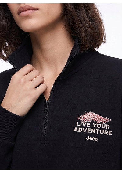 Jeep Siyah Kadın Loose Fit Baskılı Sweatshirt J6wl-swt7040