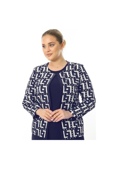 Ladies First Büyük Beden 3839 Lacivert Ceket+bluz Takım 001
