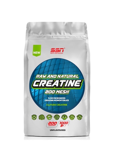 SSN Sports Style Nutrition Raw And Natural Creatine 200 Mesh 1000 G Aromasız