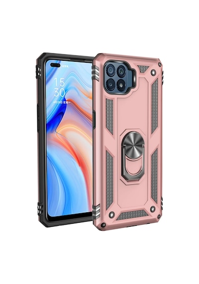 Cosmotex Newface Oppo Reno 4 Lite Kılıf Sofya Yüzüklü Silikon Kapak - Rose
