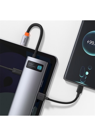 Baseus Metal Gleam 8in1 Multifonksiyonel Type-C Hub Dock Station