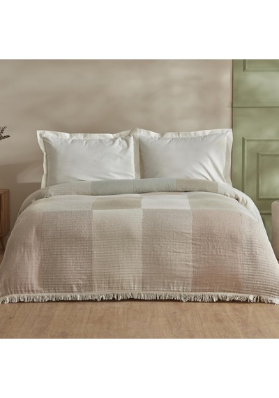 Karaca Home Cube %100 Pamuk Çift Kişilik Müslin Pike Bej Sku: Smg8690010180643 Açik Gri