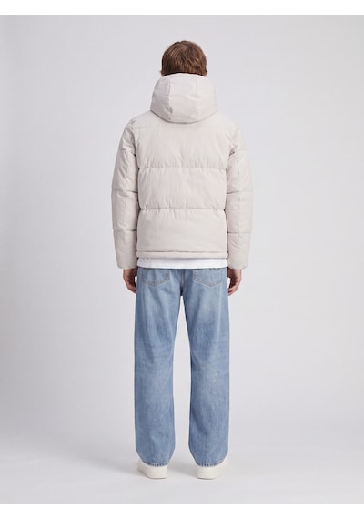 Jack & Jones Erkek Ayarlanabilir Bagcikli Kapüsonlu Puffer Ceket - Galaxy - 12303930 Moonbeam