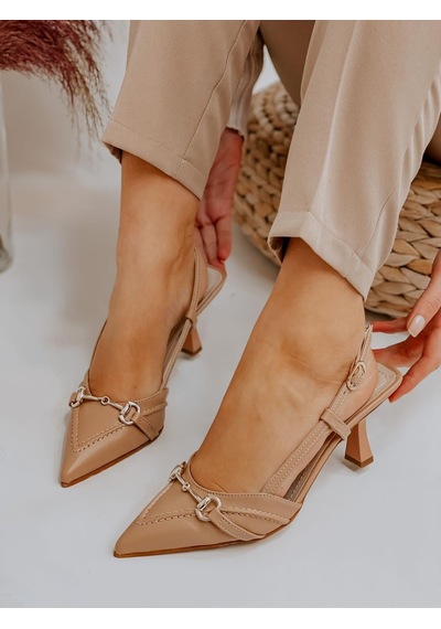 Ervanın Butiği Ten Deri Moss Toka Detay Kadın Stiletto-3539