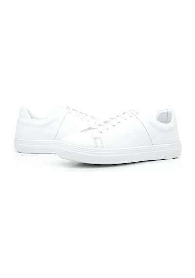 Beyaz Hakiki Deri Kadın Bağcıklı Sneaker Ayakkabı Beyaz