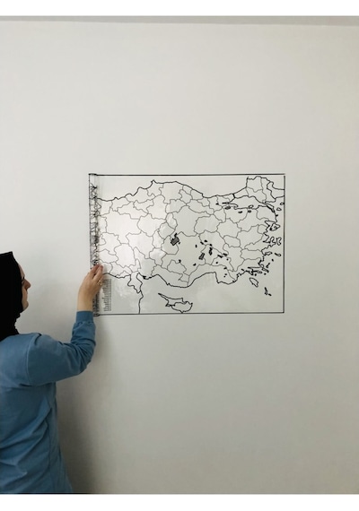 Türkiye Ve Dünya Haritası Yazı Tahtası Akıllı Kağıt Tahta Statik-Şeffaf