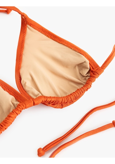 Koton Astarlı İpli Üçgen Bikini Üstü Kahverengi 5sak10050mm Kahve Kahverengi