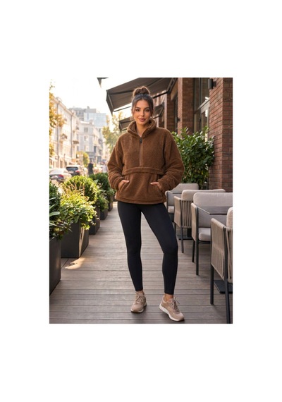Butik İstanbul Kadın Yarım Fermuarlı Kanguru Cepli Peluş Wellsoft Sweatshirt Kahverengi Butik İstanbul Kadın Yarım Fermuarlı Kanguru Cepli Peluş Wellsoft Sweatshirt Kahverengi