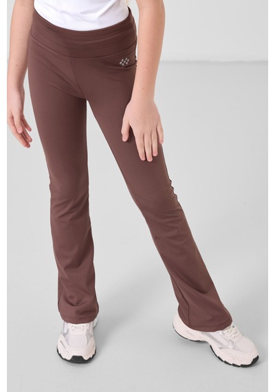 Tommylife Kahverengi Esnek Standart Fit Basic Performans İspanyol Paça Kız Çocuk Tayt - 75193 Kahverengi
