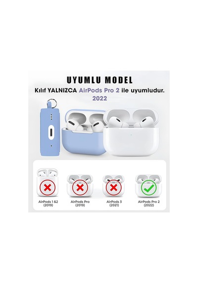 Premium Lansman Kılıf Kadife İç Astarlı Darbe Emici Silikon Soo-156 Mavi Airpods Pro 2 İle Uyumlu