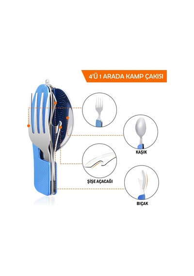 Orcamp Çatal&kaşık&bıçak Kamp Seti Mavi Out-1350 Mavi