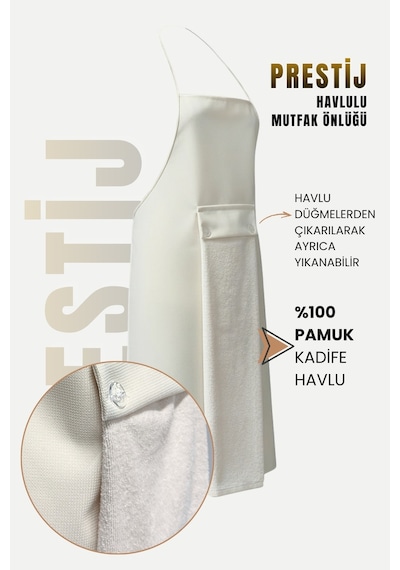 Prestij Sıvı Geçirmez Su Geçirmez Mutfak Önlüğü Krem