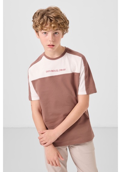 Tommylife Tarçın Pamuklu Yumuşak Dokulu Oversize Fit Baskılı Erkek Çocuk T-shirt - 11290 Tarçın