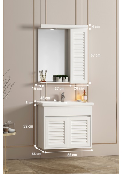 Çuha 55 Cm Beyaz Mdf Panjurlu Asma Banyo Dolabı Takımı Beyaz Çuha 55 Cm Beyaz Mdf Panjurlu Asma Banyo Dolabı Takımı Beyaz