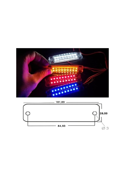 12 Adet 16 Ledli Çift Sıra Led Lamba Turuncu 12-24 Volt