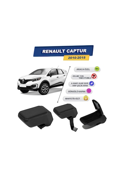 Renault Captur 2010-2018 İle Uyumlu Çelik Ayaklı Kolçak, Kol Dayama - A+ Kalite Abs Malzeme Si