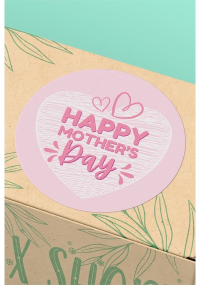Happy Mother's Day Kalp Etiket 3x3cm St2394 Çok Renkli