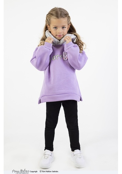 Harika Kids Kız Çocuk Kumaş Orta Kalınlıkta Caretta Nakış Örme Basic Taytlı Alt Üst Takımı 001