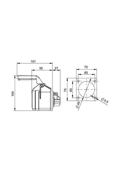 Mete Enerji 4x16a. Ip44 Makine Prizi -düz- 406506