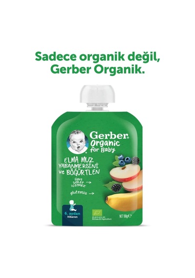 Gerber Organik Muz Yabanmersini Böğürtlen Ve Elma Püresi 90 G