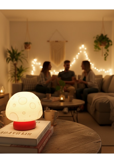 Elana Design Mumi Mantar Abajur - Abajur Ve Çocuk Gece Lambası - Kırmızı