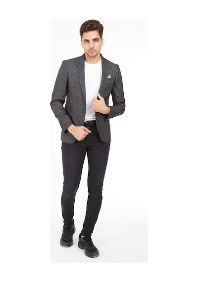 Sposo 5132 Dar Kalıp Yarım Astarlı Siyah Erkek Blazer Ceket Siyah