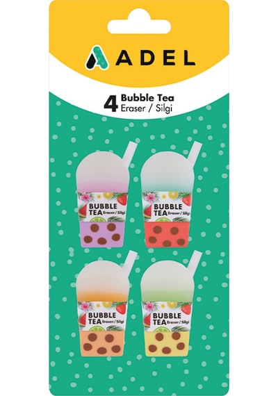 Bubble Tea Silgi 4'lü Set,toz Bırakmayan,parçalanmaz,eğlenceli Tasarım,blister Ambalaj