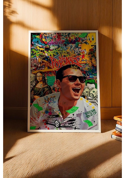 Jordan Belfort The Wolf Of Wall Street Çerçeveli Tablo Dream Big Pop Ofis Hediyesi Street Art