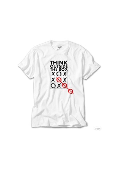 Think Outside The Box Beyaz Tişört Beyaz