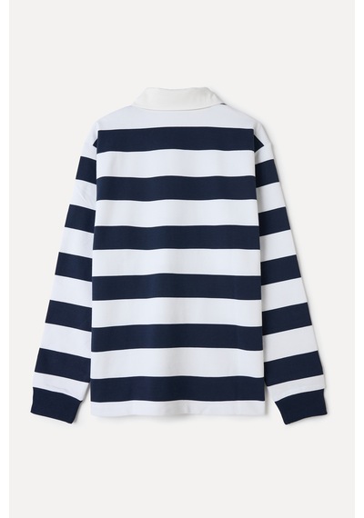 Mudo Erkek Erkek Lacivert Çizgili Polo Yaka Sweatshirt 1263439