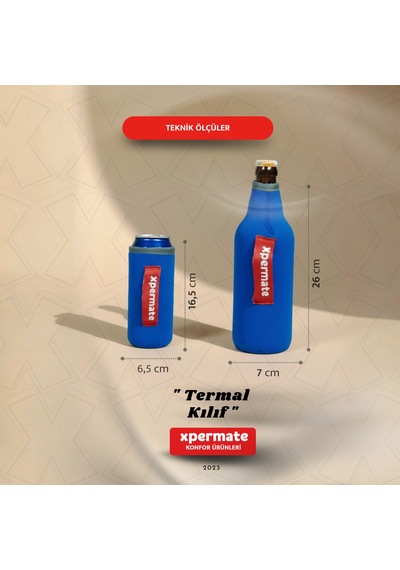 Xpermate Termal İçecek Kılıfı Sıcak & Soğuk Tutan Şişe Bira Termal Kılıf 0,5l Mavi